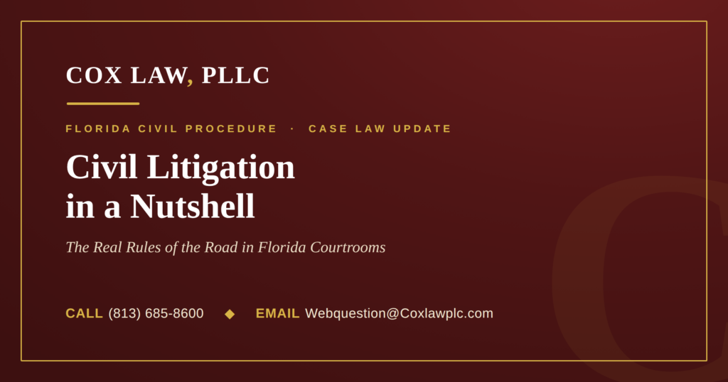 Cox Law, PLLC — Civil Litigation in a Nutshell: Florida Civil Procedure