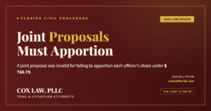 Strict construction of section 768.79 invalidated a joint proposal that failed to apportion — Cox Law, PLLC