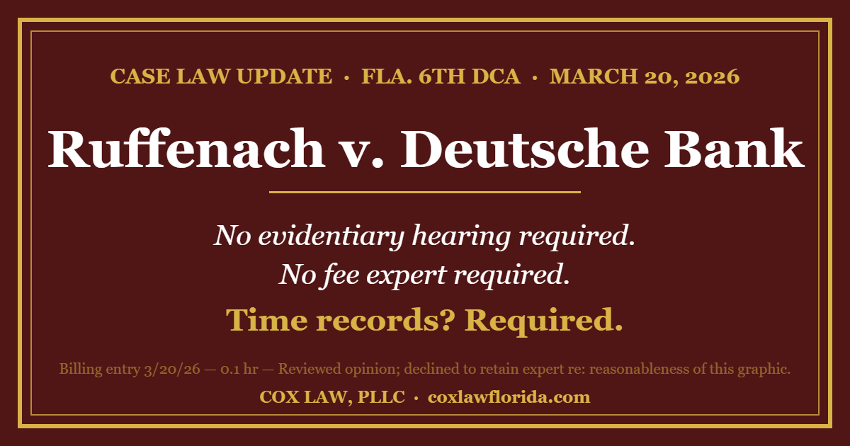Ruffenach v. Deutsche Bank attorney fees opinion